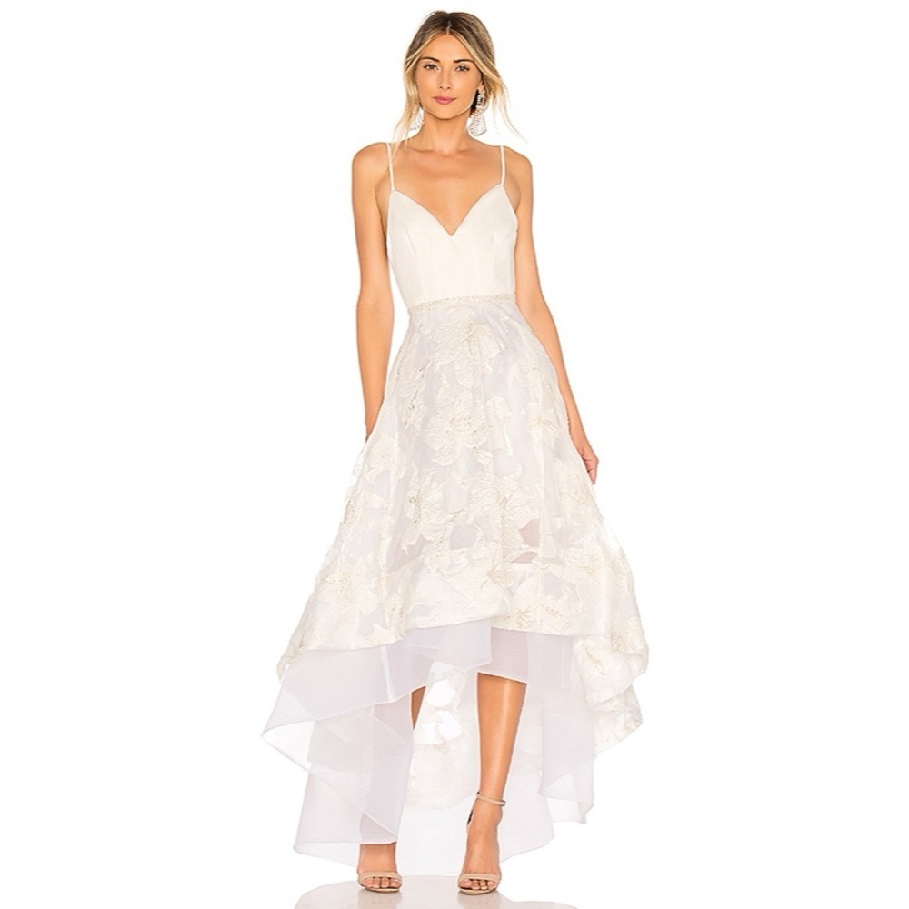 Bronx and Banco Alexia High-low Beaded Reception Gown in Ivory & Gold Medium